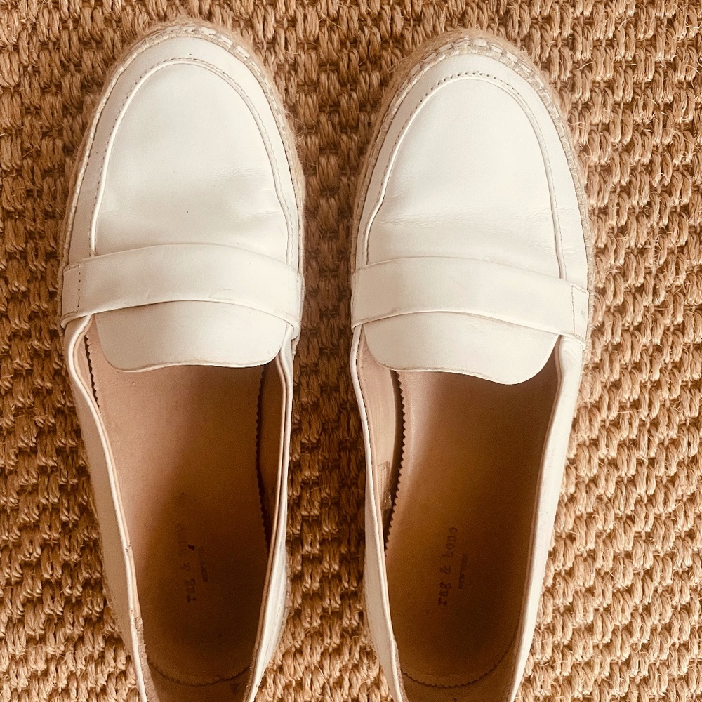 Rag & Bone White Leather Espadrilles - Size 37